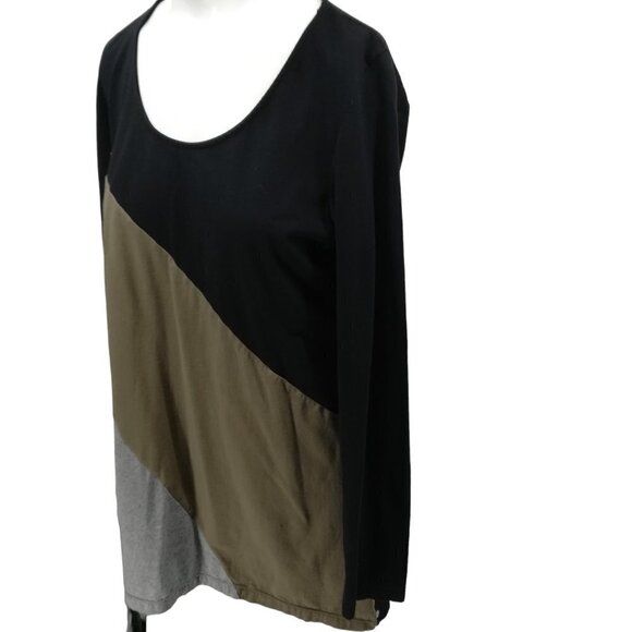 Neon Buddha Color Block Long Sleeve Tunic Shirt Size M Stretch T Shirt Black - Picture 10 of 14